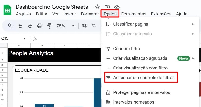 Adicionando Controle de Filtros no Google Sheets