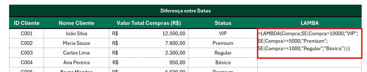 Registrando Parâmetro na Função LAMBDA no Excel