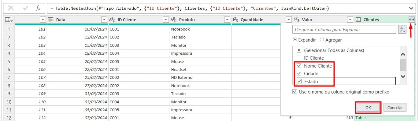 Mesclando Consultas no Power Query