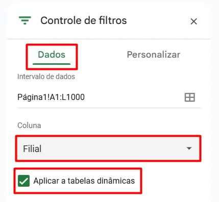 Criando a Segmentação de Dados no Google Sheets