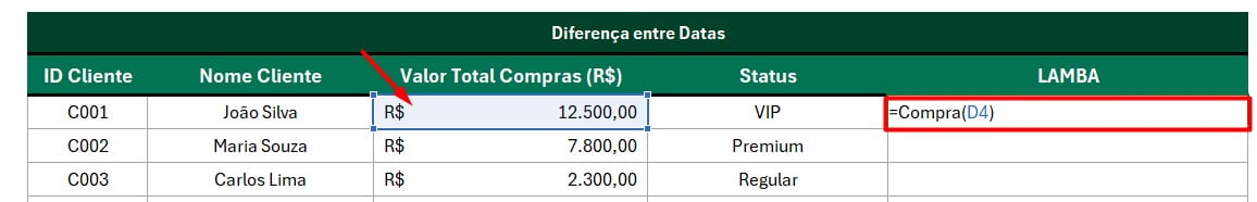 Fórmula Registrada com LAMBDA no Excel