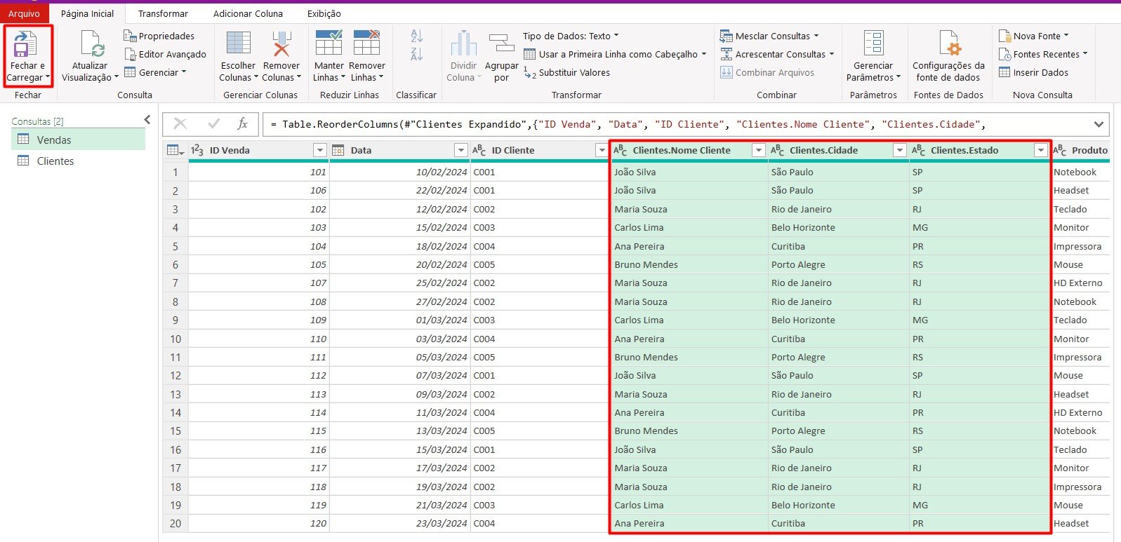 Transferindo Dados do Power Query para o Excel