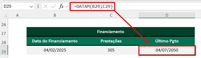 Resultado da Função DATAM