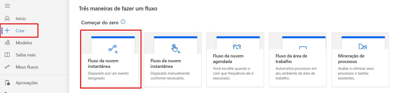 Criando Fluxo no Power Automate