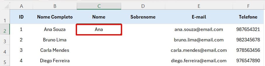 Utilizando o Atalho CTRL E Para Extrair Nomes no Excel