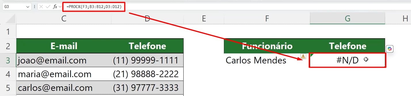 Aplicando PROCX no Excel