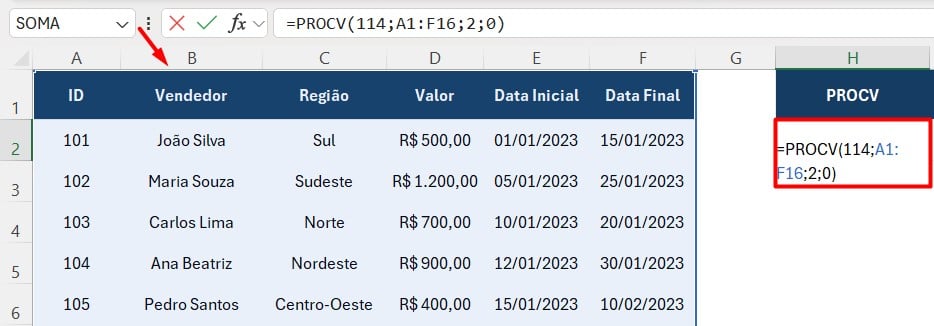 Aplicando a Função PROCV no Excel