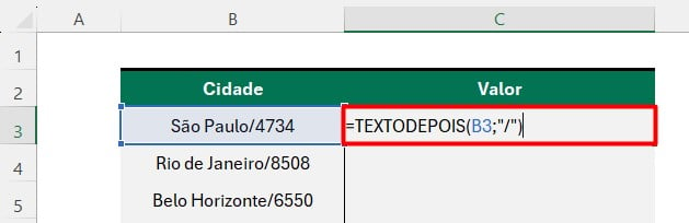 Aplicando a Função TEXTODEPOIS no Excel