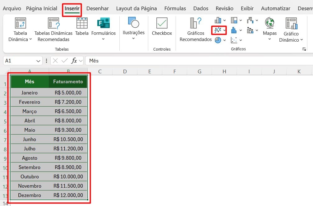 Criando Gráfico de Linhas