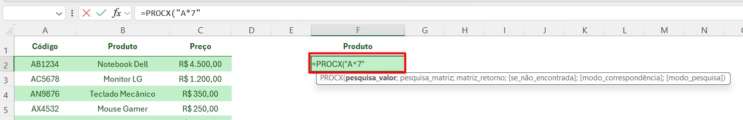PROCX com Curinga no Excel