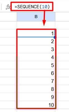 Sequência Simples no Google Sheets