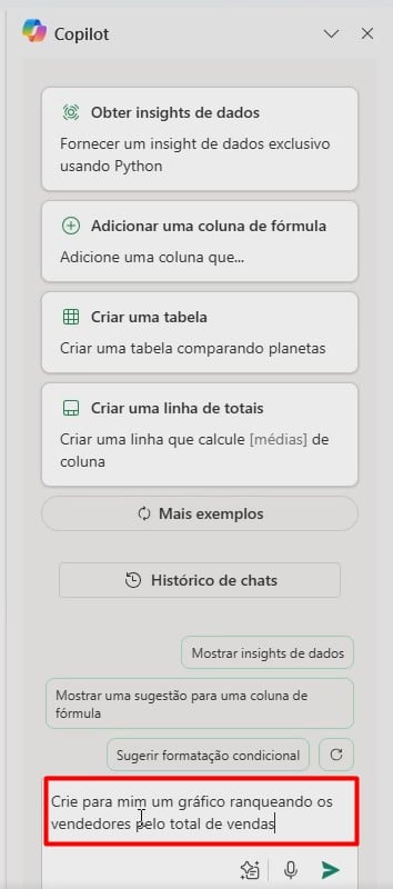 Utilizando o Copilot no Excel