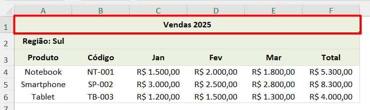 Mesclar Corretamente no Excel