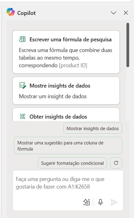 Copilot PRO Disponível no Excel