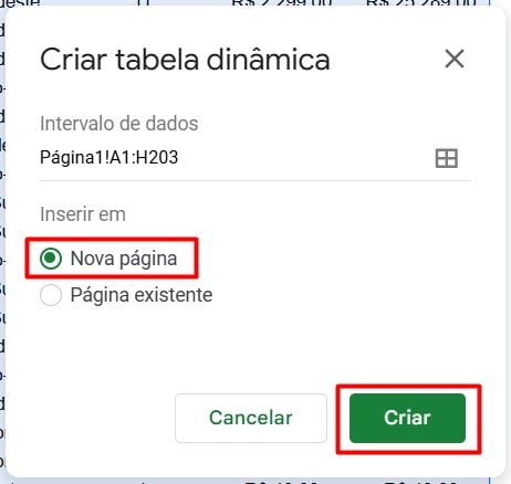 Criando Tabela Dinâmica