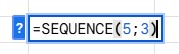 Função SEQUENCE no Google Sheets