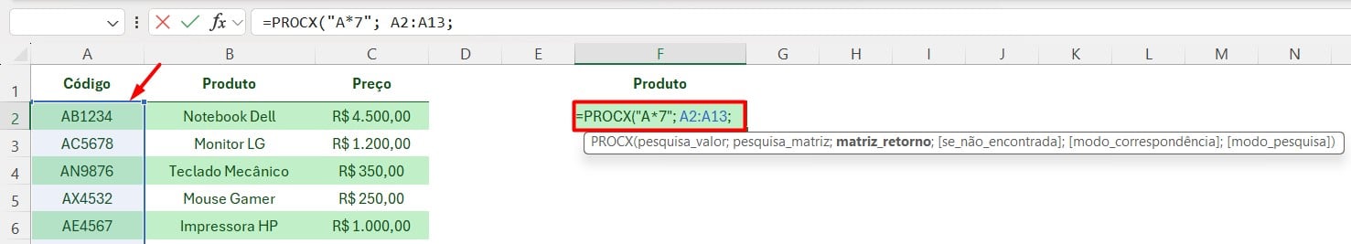 PROCX com Curinga no Excel