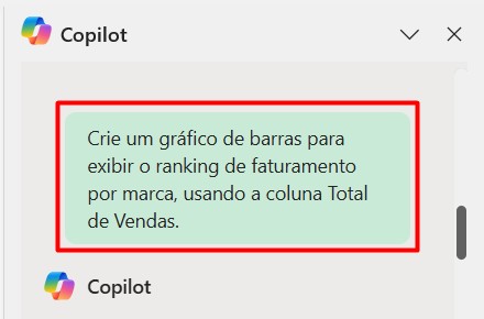 Envio de Prompt ao Copilot no Excel