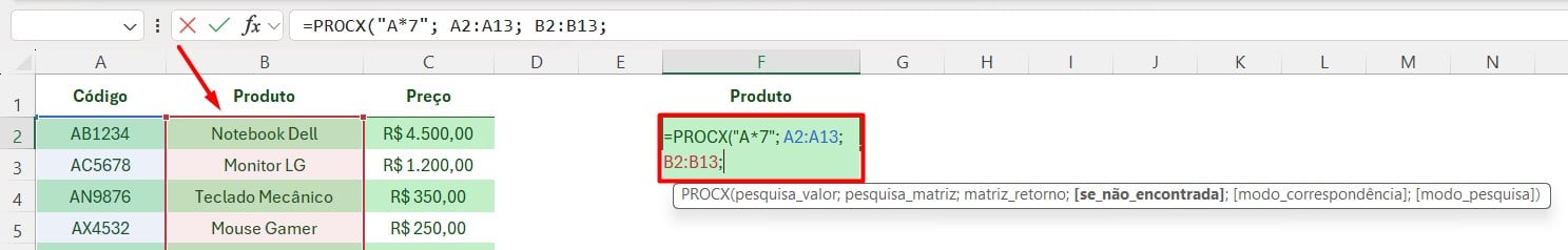PROCX com Curinga no Excel