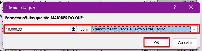 Destacando Células em Formatação Condicional no Excel