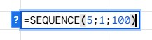 Função SEQUENCE no Google Sheets