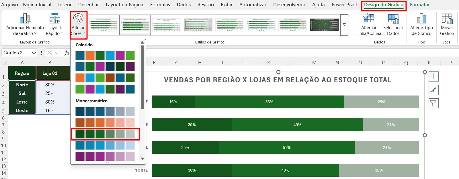 Personalizando Gráficos de Barras 100 Empilhadas no Excel