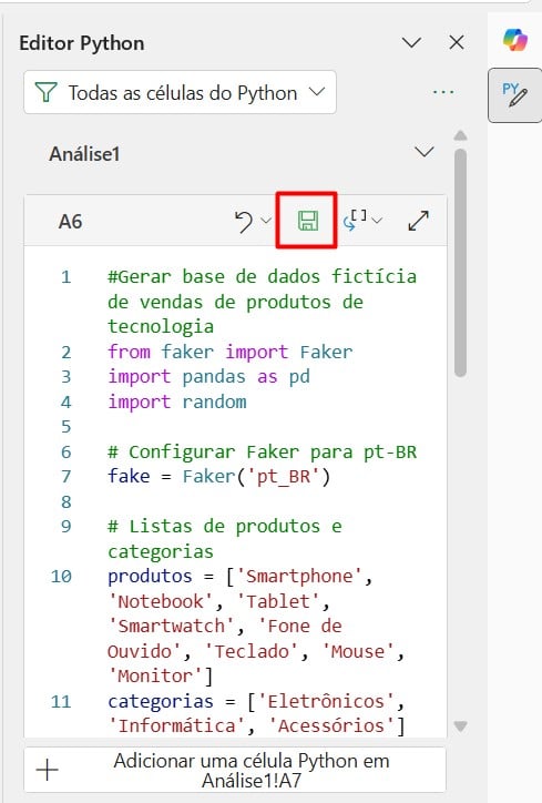 Salvando Código de Phyton no Excel