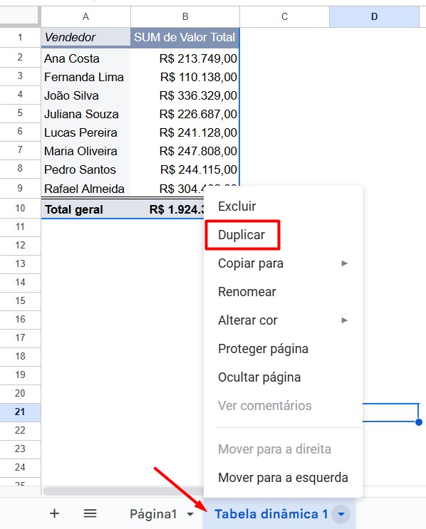 Duplicando Tabela Dinâmica