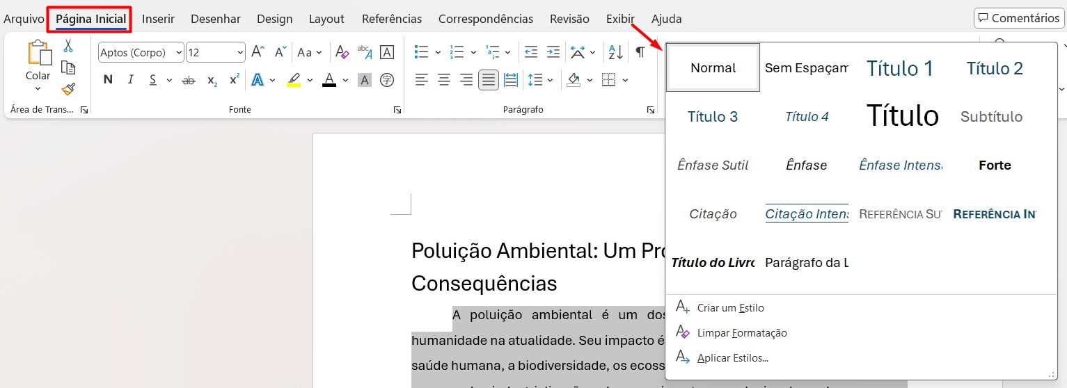 Formatando Textos e Parágrafos no Word
