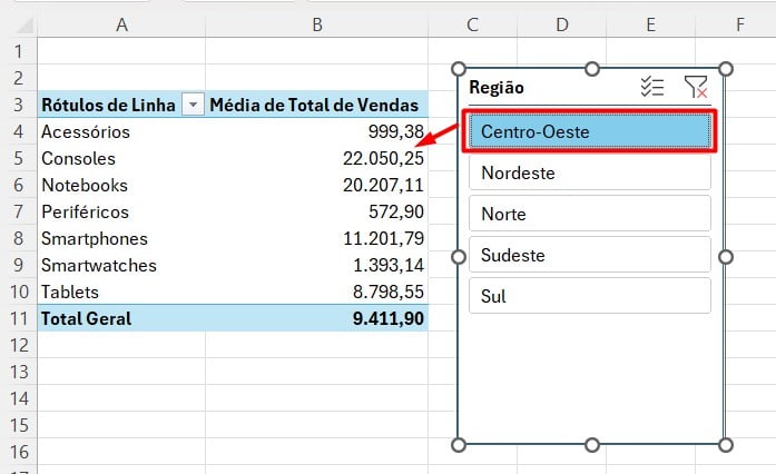 Tabela Dinâmica com Segmentação de Dados no Excel