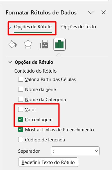 Formatando Rótulos de Dados no Gráfico de Rosca no Excel