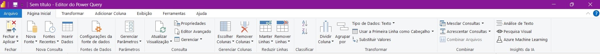 Opções de Edição de Consultas no Power Query