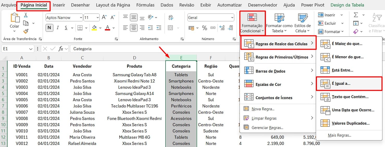 Aplicando Formatação Condicional no Excel