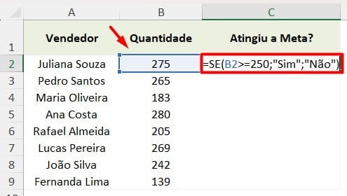 Classificando Vendas com a Função SE no Excel