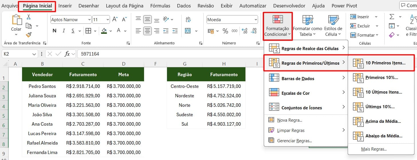 Criando Ranking com Formatação Condicional no Excel