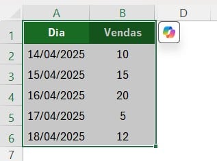 Registro de Vendas da Semana no Excel