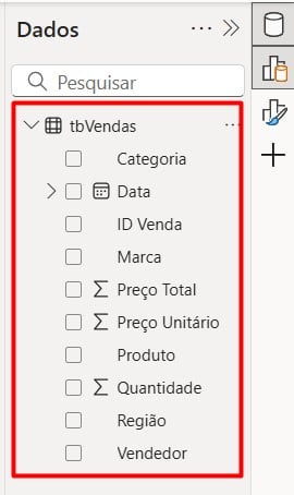 Tabela de Vendas do Excel Importada