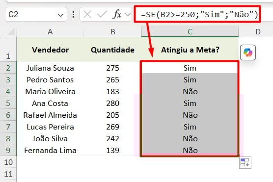 Classificando Vendas com a Função SE no Excel