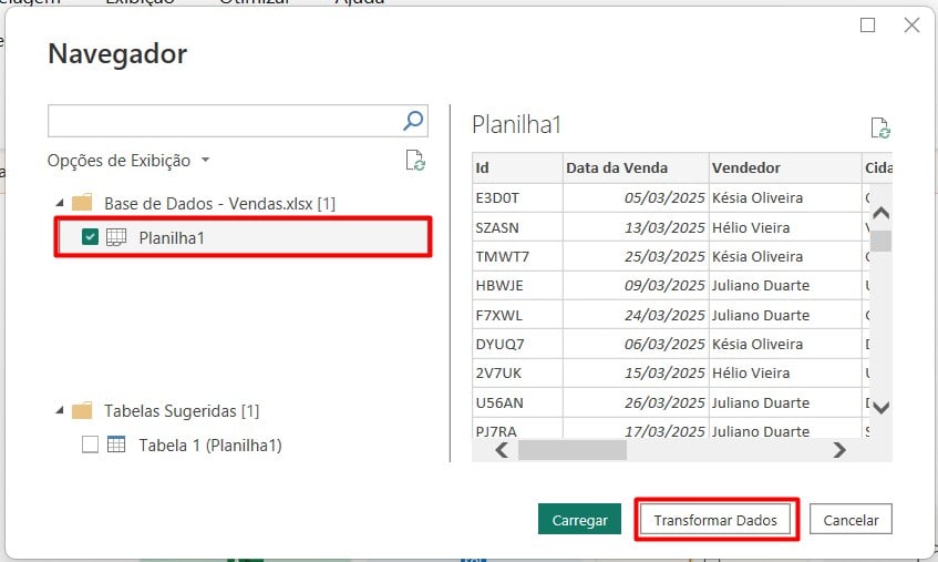 Importando Dados do Excel para o Power Query
