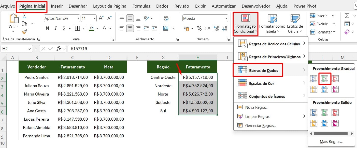 Barra de Progresso com Formatação Condicional no Excel