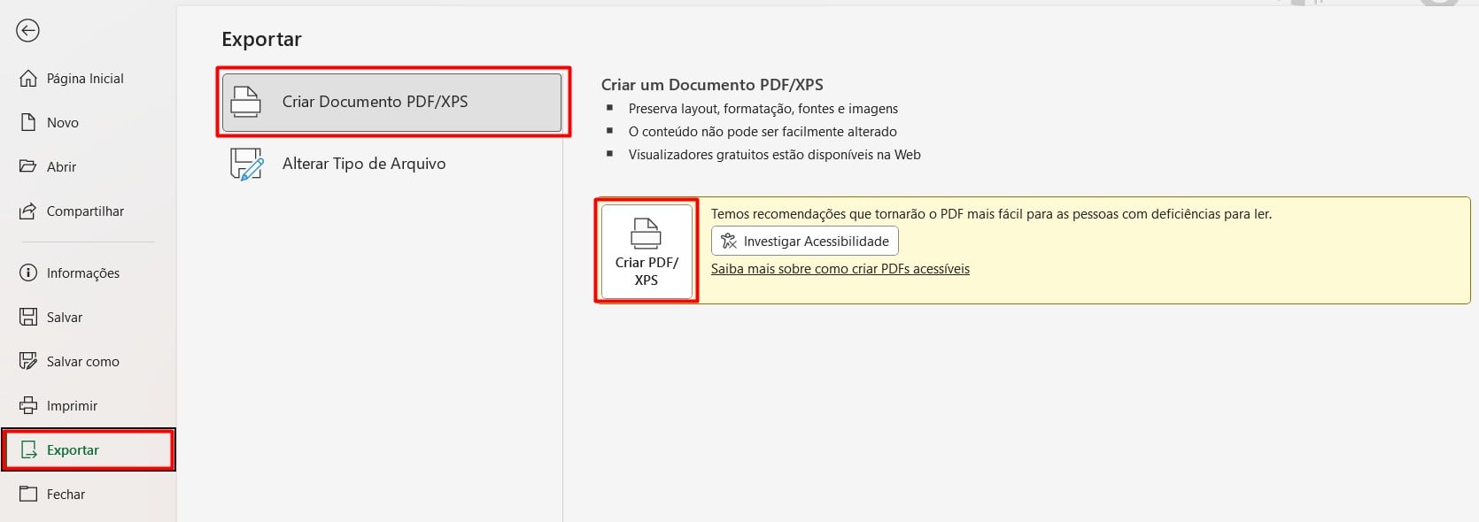 Exportando Arquivo do Excel para PDF