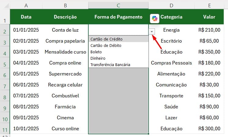 Lista Ativa no Excel
