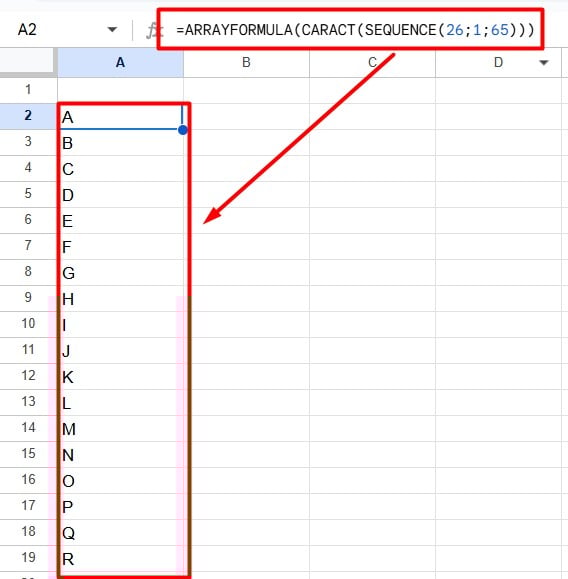 Lista com as Letras do Alfabeto