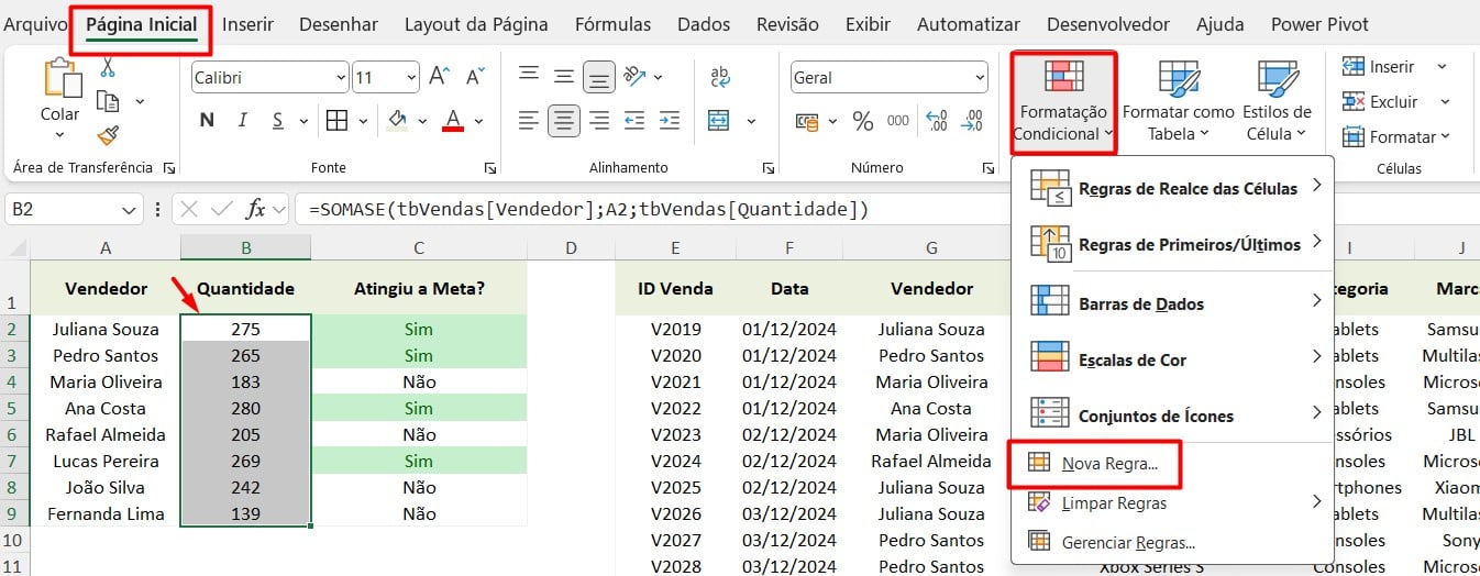 Destacando Dados com Formatação Condicional no Excel