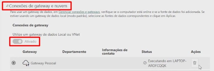 Ativando o Gateway