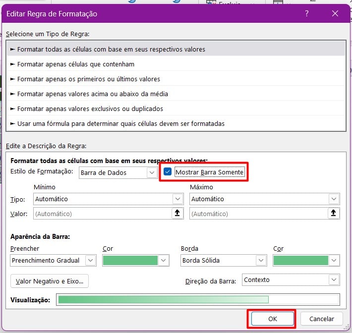 Barra de Progresso com Formatação Condicional no Excel