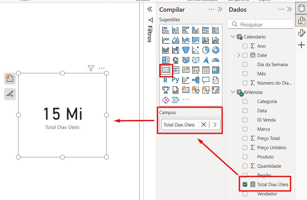 Total de Vendas em Dias Úteis no Power BI