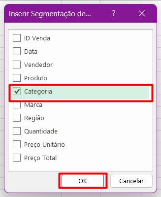 Inserindo Segmentação de Dados na Tabela Dinâmica do Excel