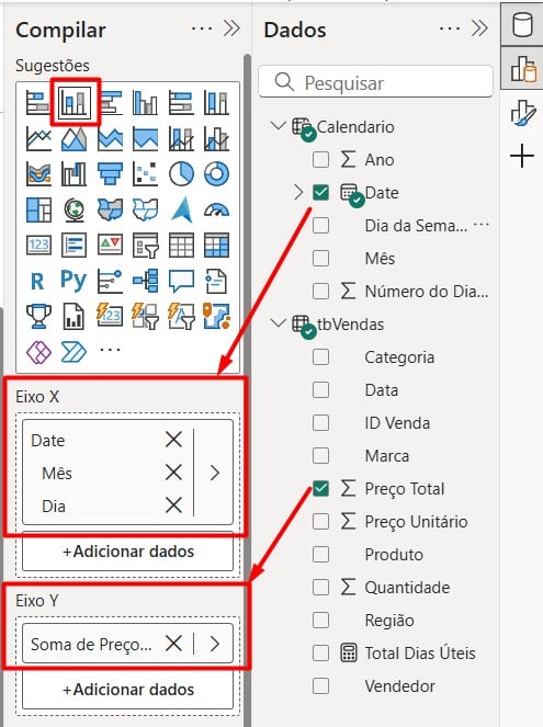 Criando Gráfico de Coluna