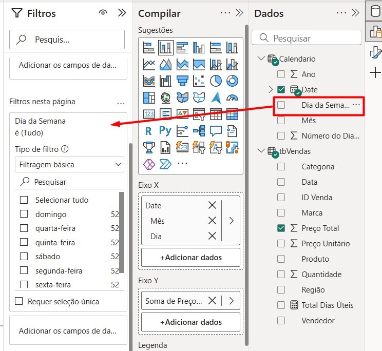 Adicionando Filtro de Dia da Semana no Power BI